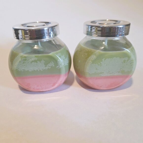 IKEA Glass Storage Jars Christmas Candles in Red & Green Candy Canes & Reindeer - Picture 3 of 4